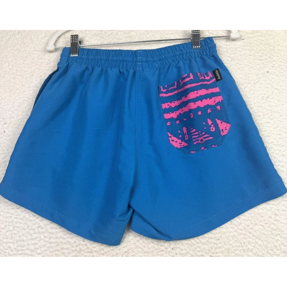 Chubbies Shorts Mens‎ Small Blue Swim Trunks Pink Drawstring Made USA Polyester
